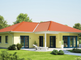 Schlüsselfertiger Massivhaus-Bungalow mit Walmdach für barrierefreies Wohnen in